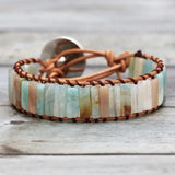 Natural Stone Leather Wrap Bracelet Charm Jewelry