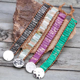 Natural Stone Leather Wrap Bracelet Charm Jewelry