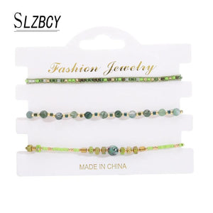 3pcs Natural Stone Adjustable Beads Bracelet Set