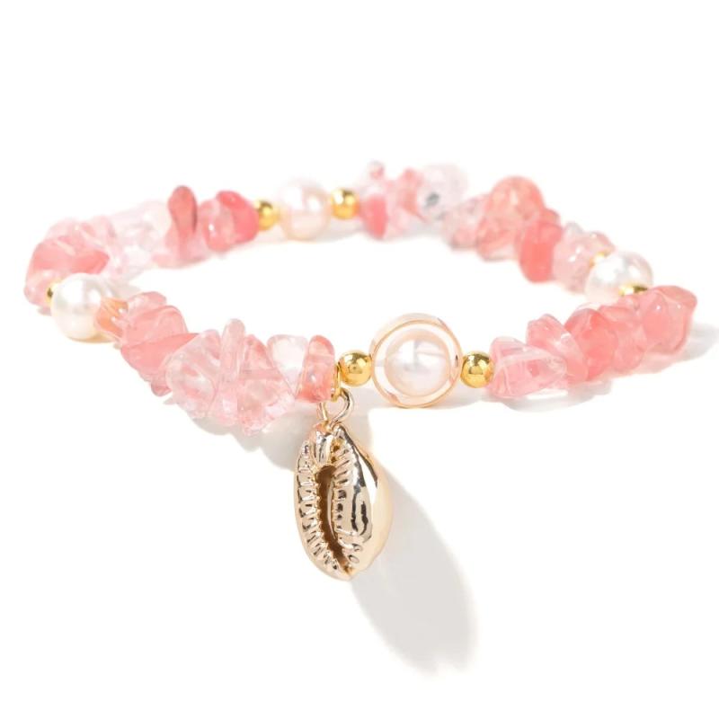 Shell Conch Pendant Bracelet Women Chip Stone Pearl Crystal Quartz Charm