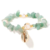 Shell Conch Pendant Bracelet Women Chip Stone Pearl Crystal Quartz Charm