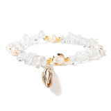 Shell Conch Pendant Bracelet Women Chip Stone Pearl Crystal Quartz Charm