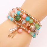 Crystal Stone Beads Tassel Bracelet for Women and Man