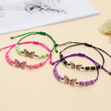 12pcs Polymer Clay Butterfly Charms Bracelets Adjustable Rope Chain Bracelet