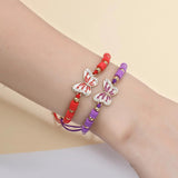 12pcs Polymer Clay Butterfly Charms Bracelets Adjustable Rope Chain Bracelet