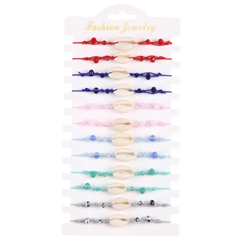 12pcs Shell Crystal Beads Braided Bracelets Women Girl Charms Kid Bracelet