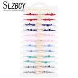 12pcs Shell Crystal Beads Braided Bracelets Women Girl Charms Kid Bracelet
