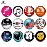 12pcs Mix Musical Note Glass Clip Charms 18mm Snap Button DIY Snaps Bracelet