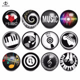 12pcs Mix Musical Note Glass Clip Charms 18mm Snap Button DIY Snaps Bracelet