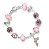 Romantic Rainbow & Pink Charm Bead Pendant Fits Bracelet For Women