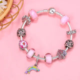 Romantic Rainbow & Pink Charm Bead Pendant Fits Bracelet For Women