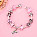 Romantic Rainbow & Pink Charm Bead Pendant Fits Bracelet For Women