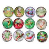 12pcs Tree Frog Pattern Glass Charm 18mm Snap Button Jewelry KZ0476