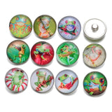 12pcs Tree Frog Pattern Glass Charm 18mm Snap Button Jewelry KZ0476