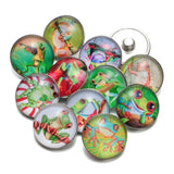 12pcs Tree Frog Pattern Glass Charm 18mm Snap Button Jewelry KZ0476