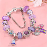 Purple Flower & Bell Flower & Butterfly Beads With Pendant For Charm Bracelet