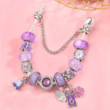 Purple Flower & Bell Flower & Butterfly Beads With Pendant For Charm Bracelet