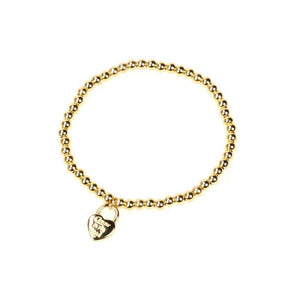 Copper Plated Beads Chain Love Heart Charm Bracelet for Women Kids
