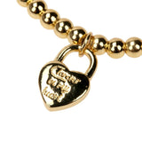 Copper Plated Beads Chain Love Heart Charm Bracelet for Women Kids