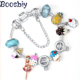 Ice Cream & Sweet Cone Beads Bracelet with Candy Pendant Charm