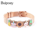 Rose Charm Mesh Bracelet Animal Fruit Beaded Bangle