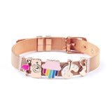 Rose Charm Mesh Bracelet Animal Fruit Beaded Bangle