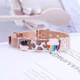 Rose Charm Mesh Bracelet Animal Fruit Beaded Bangle