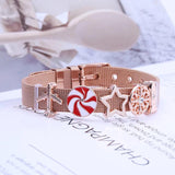 Rose Charm Mesh Bracelet Animal Fruit Beaded Bangle