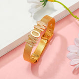Plated MOM Beads Charm Bracelets For Women Stainless Steel Mesh Bangle