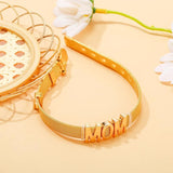 Plated MOM Beads Charm Bracelets For Women Stainless Steel Mesh Bangle