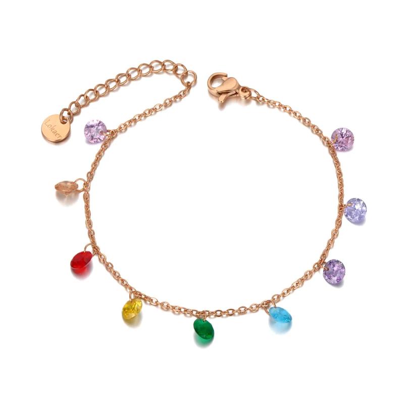 Colorful CZ Crystal Charm Bracelet AB20114