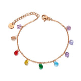 Colorful CZ Crystal Charm Bracelet AB20114