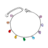 Colorful CZ Crystal Charm Bracelet AB20114