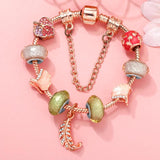 Ginkgo Biloba Leaves & Feather Charm Beads with Pendants for DIY Bracelet