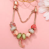 Ginkgo Biloba Leaves & Feather Charm Beads with Pendants for DIY Bracelet