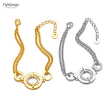 Stainless Steel Roman Numeric Circle Chain Bracelet Bangle Charm