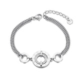 Stainless Steel Roman Numeric Circle Chain Bracelet Bangle Charm