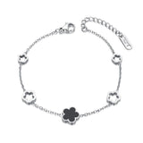 Green Shell Flower Charm Bracelet Stainless Steel Chain Jewelry AB19056