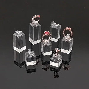 7Pcs Acrylic Ring Jewelry Display Stand Holder Props Showcase Organizer