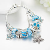 Ocean Style Enamel Crystal Beads Bracelet with Safety Chain