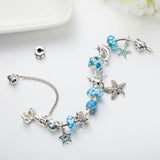 Ocean Style Enamel Crystal Beads Bracelet with Safety Chain