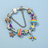 Enamel Dog Butterfly Beads Charm Bracelet Vintage DIY Bracelet Jewelry Gift