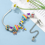 Enamel Dog Butterfly Beads Charm Bracelet Vintage DIY Bracelet Jewelry Gift