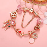 Pink Dreamcatcher & Beads Charm Pendant Bracelet DIY Jewelry Making