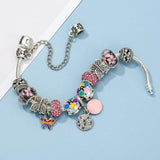 Colorful Butterfly Pendant Bracelet Charm Beads Silver Plated Women Gift