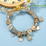 Heart Beads Crown Pendant Bracelet with Snake Chain Jewelry