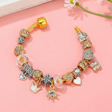 Heart Beads Crown Pendant Bracelet with Snake Chain Jewelry