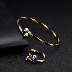 Unique Braided Women Stainless Steel Cuff Bracelet