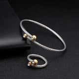 Unique Braided Women Stainless Steel Cuff Bracelet