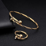 Unique Braided Women Stainless Steel Cuff Bracelet